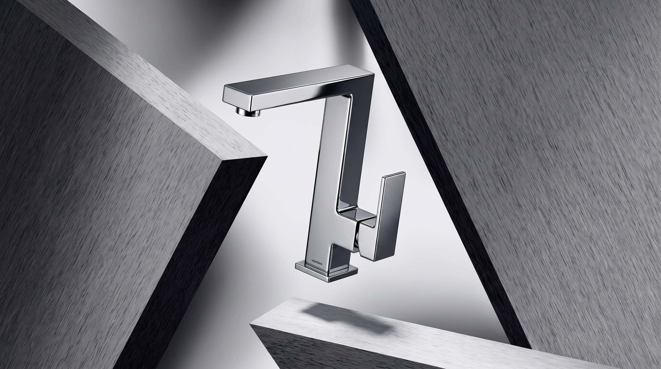 A Vantara faucet in brushed steel